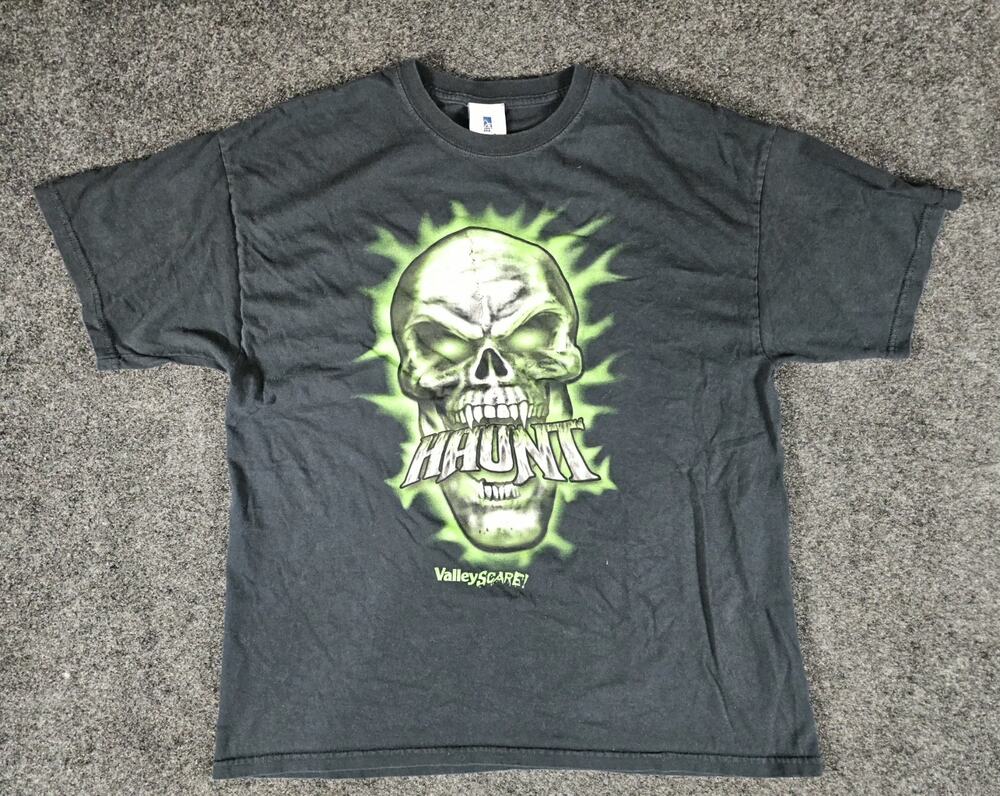 Vintage Valley Fair Scare Glow In The Dark Skull Shirt Size XL Amusement Park